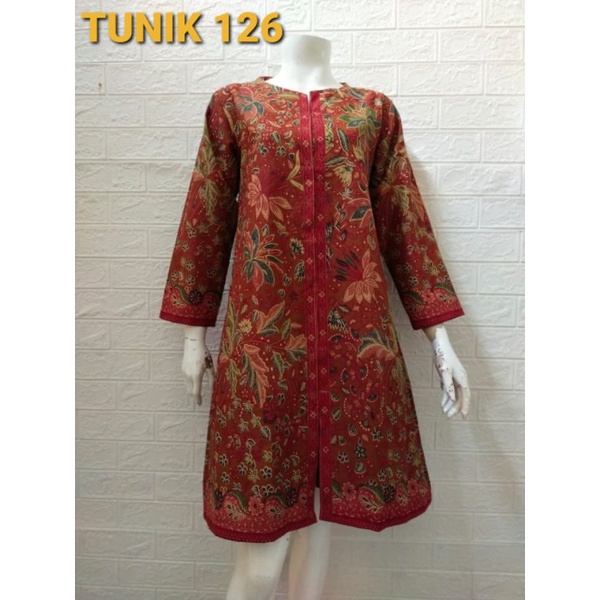 BAJU BATIK TUNIK / DRESS WANITA BUSUI KERJA LAPIS FURING KAIN HALUS MURAH