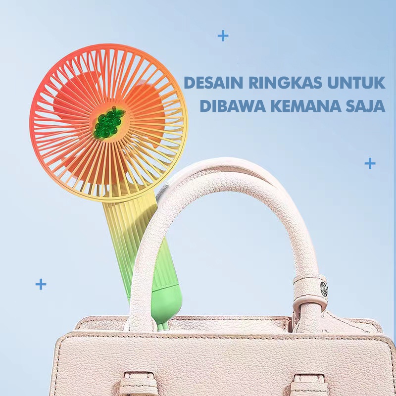 Kipas Angin Genggam Mini Portable 3th Gen Bentuk Anggur Lucu Dengan Port Charger USB Mini Fan