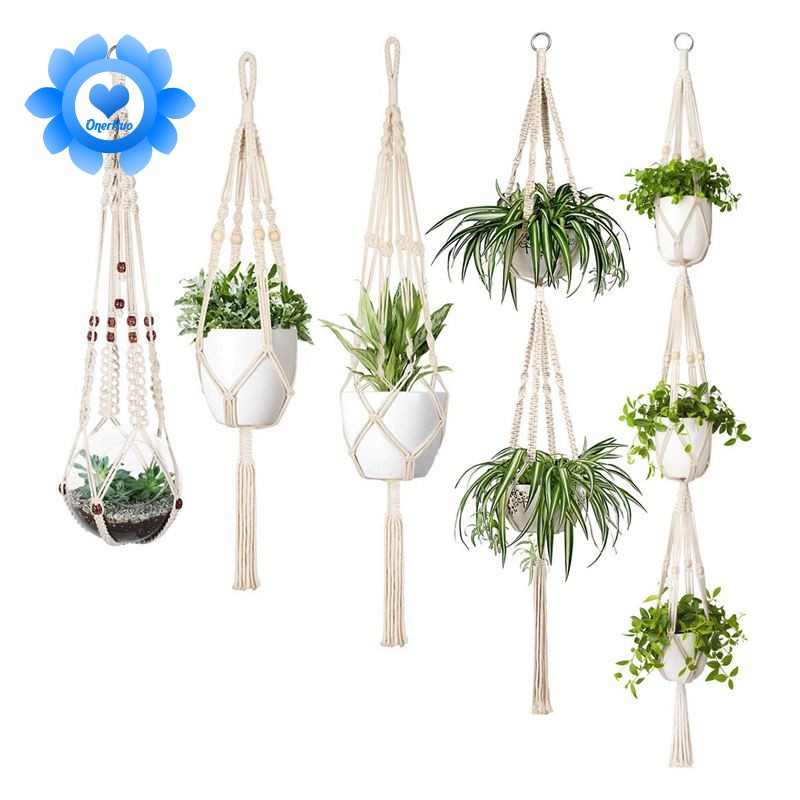 Macrame Plant Hanger Set Of 5 Indoor Wall Hanging Planter Basket