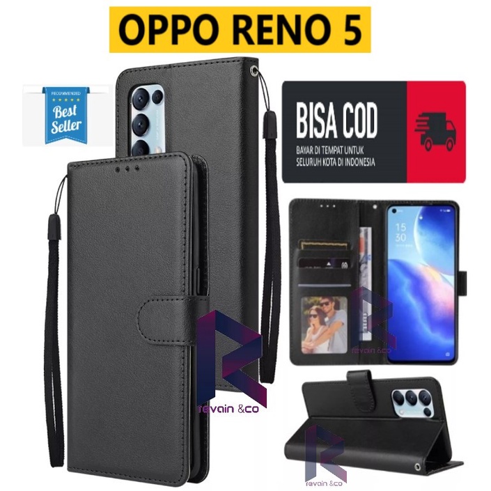 FLIP WALLET OPPO RENO 5 LEATHER KULIT PREMIUM SARUNG BUKA TUTUP FLIP CASE OPPO RENO 5