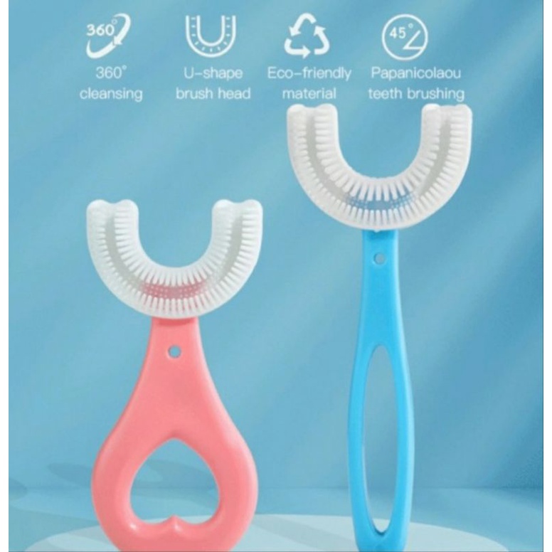 Free Cangkir Kumur - Sikat Gigi Anak Bentuk U - U Shaped Fitting Toothbrush For Children / Sikat gigi U 2-6 tahun 6-12 Tahun Pasta Gigi Foam / Odol untuk Sikat Gigi U