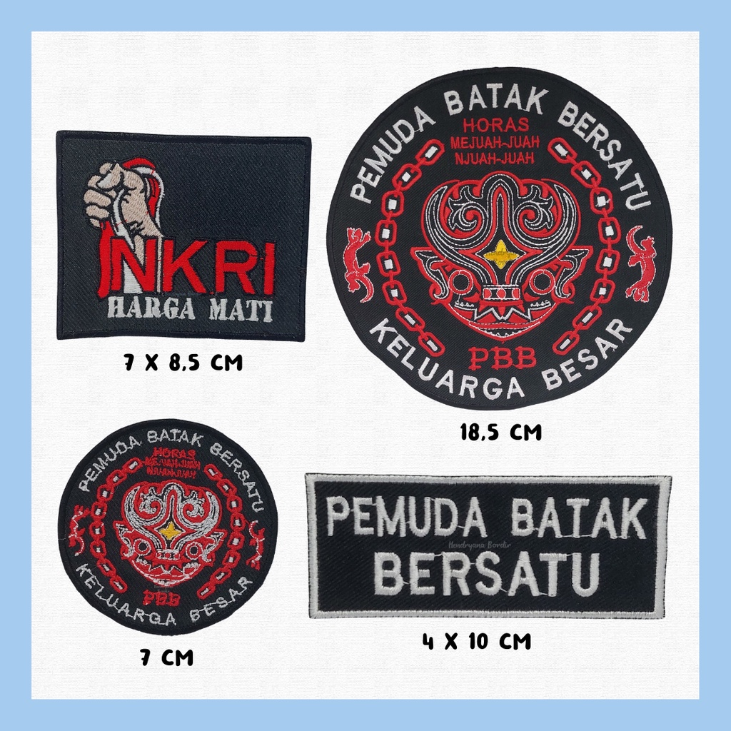 Bordir Logo Keluarga Besar Pemuda Batak Bersatu PBB / NKRI Harga Mati kotak background hitam