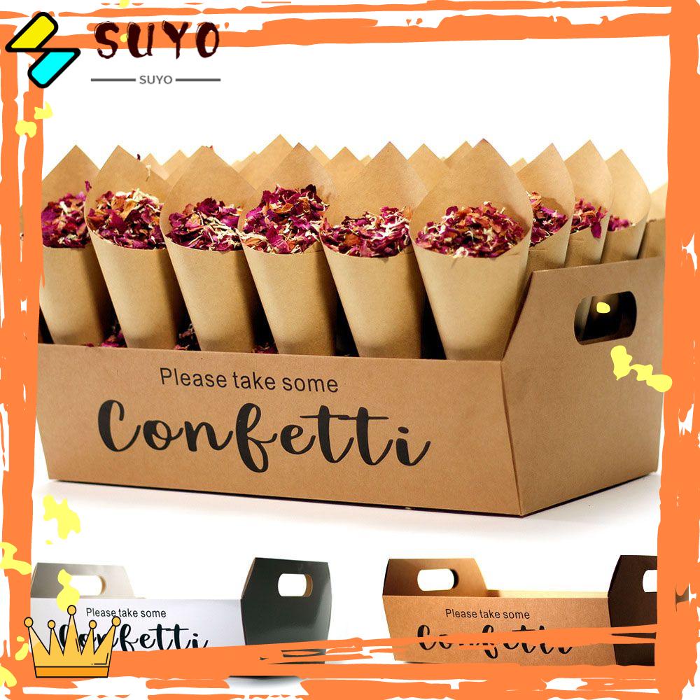 Suyo Kotak Holder Confetti Bentuk Kerucut Bahan Kertas Kraft Untuk Dekorasi Pesta