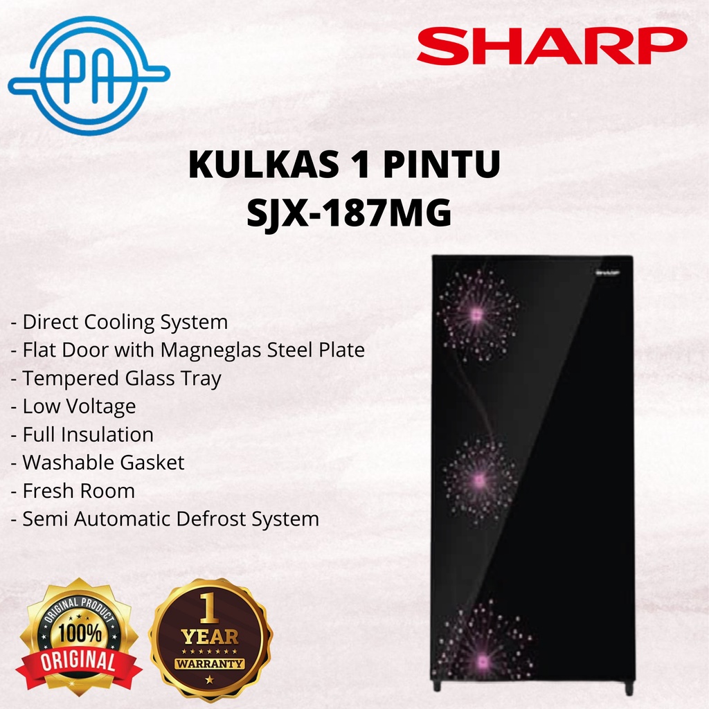 LEMARI ES KULKAS SHARP SJ-X187MG-DP/DB 1PINTU