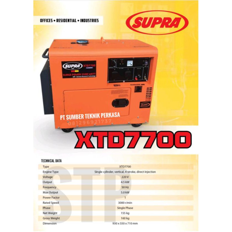GENSET SILENT SUPRA XTD 7700 (5000 Watt)