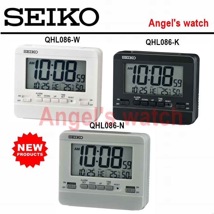 ANGELSWATCH JAM MEJA/ JAM DINDING DIGITAL SEIKO NEW MODEL DECEMBER 2021 LENGKAP QHL086 CALENDER TERMOMETER ALARM DIGITAL CLOCK