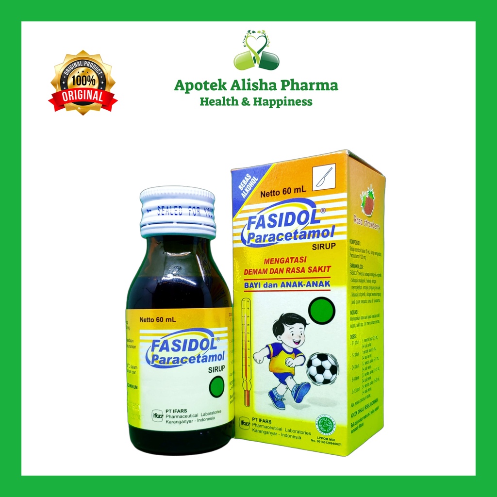 Fasidol Sirup 60ml-Fasidol Parasetamol Syrup Obat Penurun/Panas/Demam/Sakit Gigi/Pereda Nyeri Anak/Pasidol Sirup