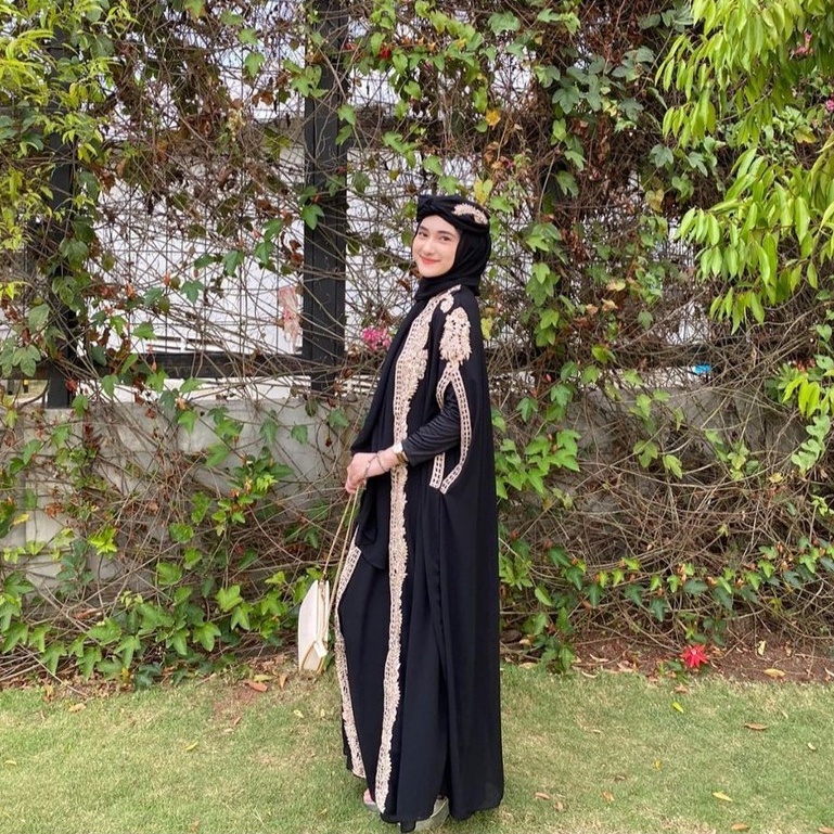 CRD 1 - KAFTAN GAMIS SELENA/MAHERA HITAM WANITA FREE TURBAN - KAFTAN MEWAH ELEGAN LOOKS CLASSY TERMU