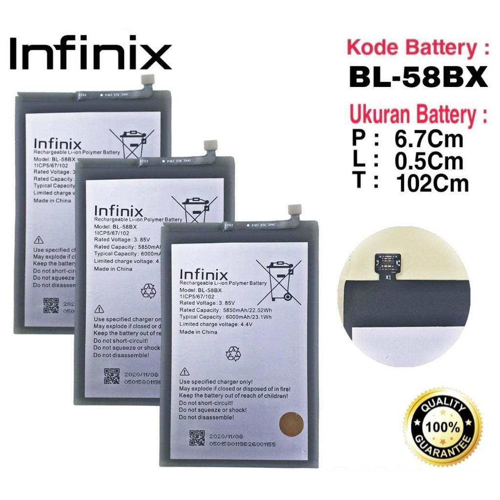Baterai Battery Original Infinix Hot 10 Play , Hot10 Play , X688 X688B Kode Batre BL-58BX BL58BX