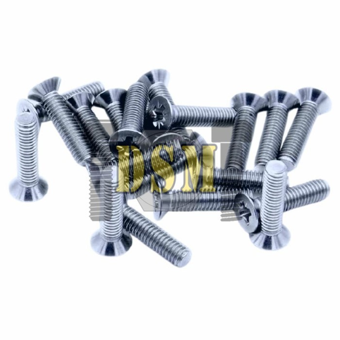 (100pcs) Galvanis Baut JF M3x25 / Machine Screw M3 Kepala Obeng Rata