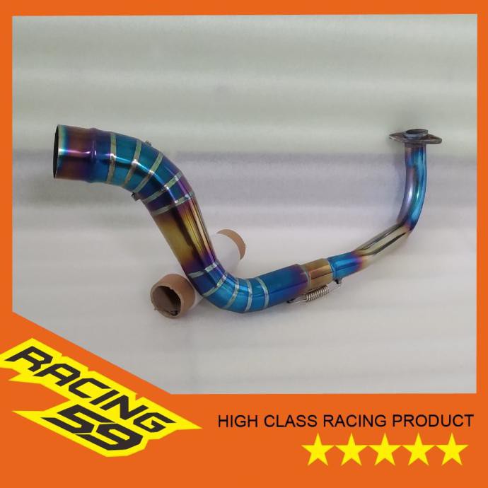 Pipa leher header knalpot HONDA VARIO 125 150 Biru Bluemoon stainless COD