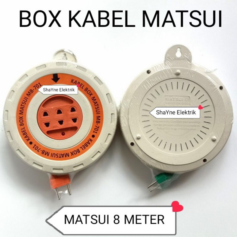 Kabel Roll Box Kabel Stop Kontak 3 Lubang Kabel 8 Meter MATSUI