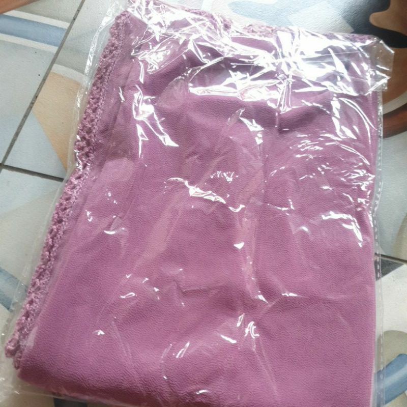 PASHMINA CROCHET 180 X75 DIAMOND  SULAM  PICOT EMBORDY-Lavender mat babydol