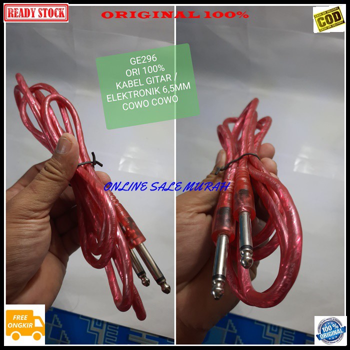 G297 Kabel mic 2 meter Gitar Bass Keyboard mic wireles receiver jek akai jack konektor adapter converter konverter splitter universal sambungan penyambung male multi G297   6,5 mm cowo cowo 2 meter  Low Noise Walaupun di Gain yang tinggi. - Mengh