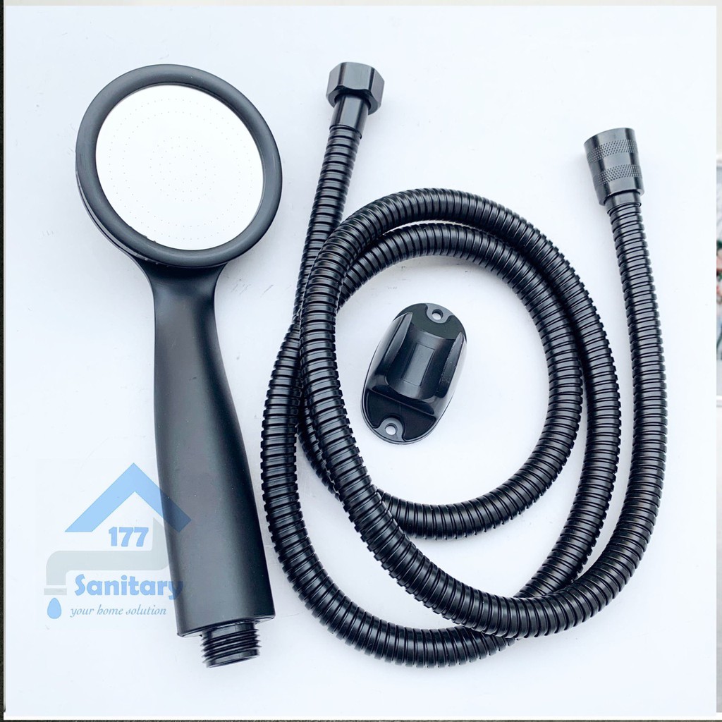 Paket bundling Super Hand shower HITAM 19007bl-51B- Handshower mandi set dan keran cabang shower double black semprotan air hemat air black murah