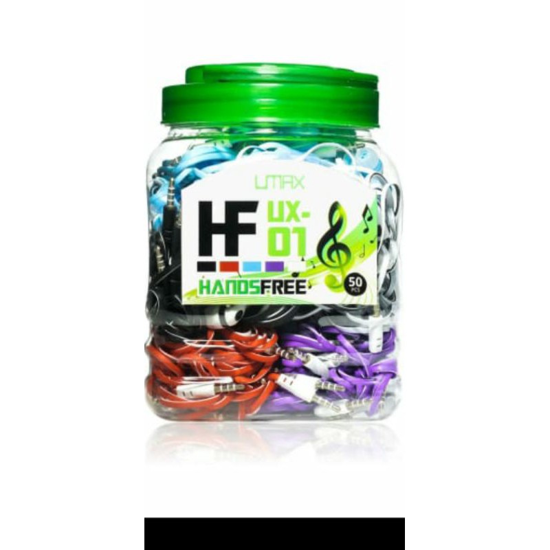 headset heandsfree handsfree earphone zbox atau umax toples isi 50 pcs