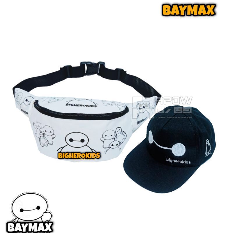 WAISTBAG ANANK LAKI-LAKI KARAKTER BAYMAX + TOPI / TAS BAHU ANAK / TAS SELEMPANG ANAK / TAS ANAK KARAKTER / TAS ANAK BAYMAX / TAS ANAK