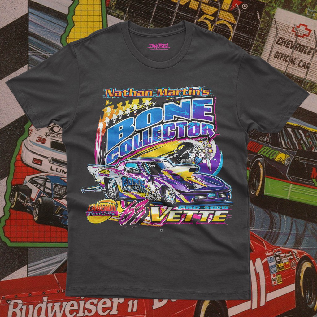 KAOS VINTAGE NASCAR 63 CORVETTE|HOMAGE NASCAR TEE|RACER OUTFIT