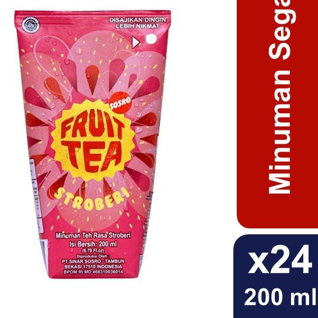 

[KODE 63] Fruit Tea Sosro Strawberry Genggam 200 ml x 24 (1 Case) TERBARU..!!