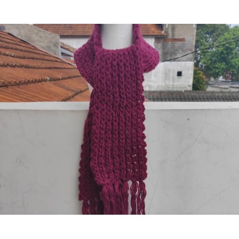 Syal rajut handmade dewasa scarf shawl SYAL-JARING-1