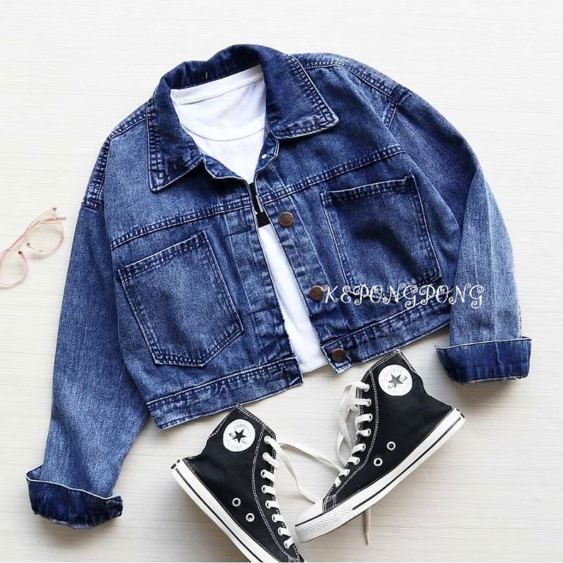 JAKET JEANS CROP TALI / JAKET JEANS CROP / JAKET JEANS