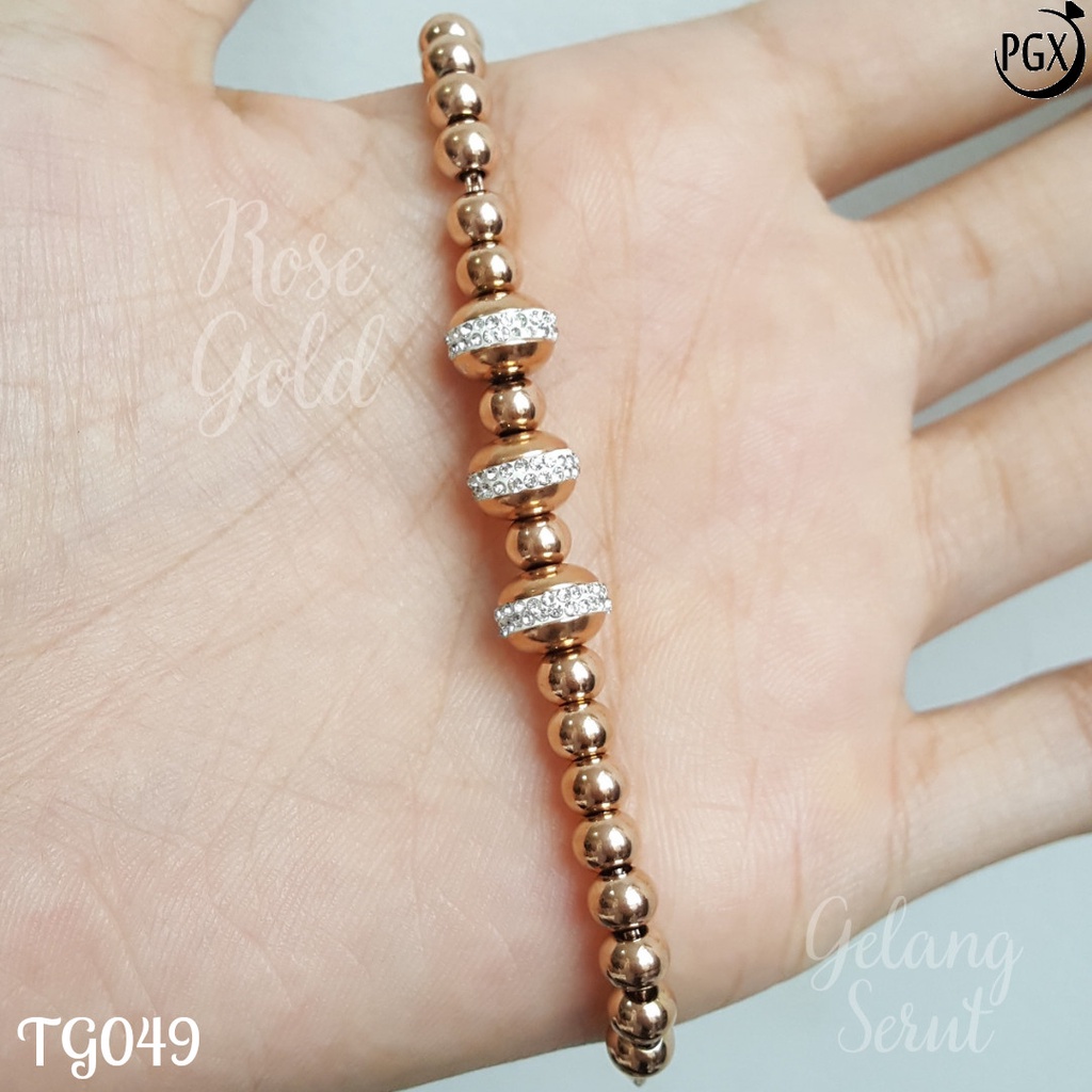 PGX Gelang Serut Titanium Wanita Perhiasan Anti Karat Aksesoris Fashion - TG049