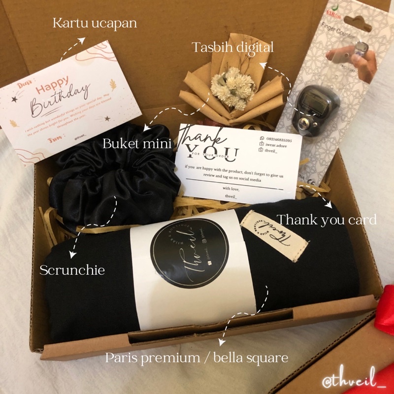 

Hampers Cewek mamba | Black Series | Gift Box Hijab | Hampers Hijab Box Gumush | Hampers kerudung Paket Kado