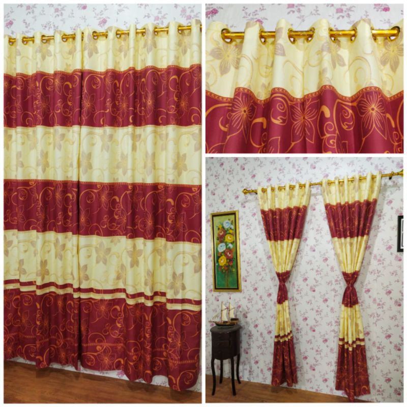 Gorden Hordeng Tirai pintu jendela Murah Meriah gold floral