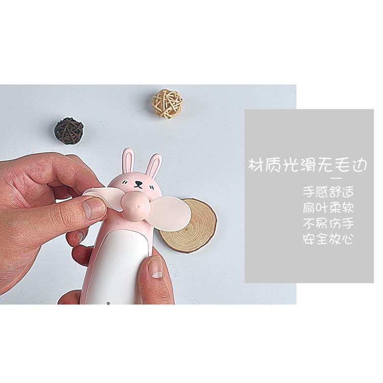 Kipas Angin Karakter Motif Rabbit Mini Fan LED USB Charger Kipas Genggam Portable lucu unik hemat tempat mudah di bawa kipas mini