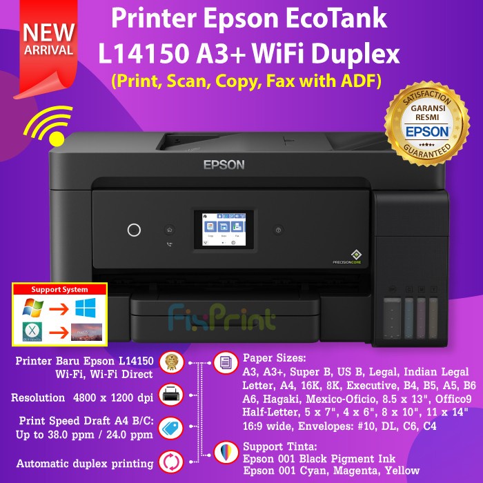 Printer Epson Ink Tank EcoTank L14150 A3+ WiFi Print Scan Copy Duplex