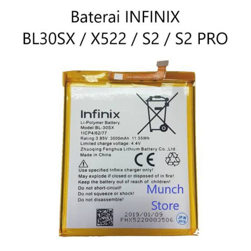 BATERAI INFINIX S2/S2 PRO/ZERO 2/BL30SX