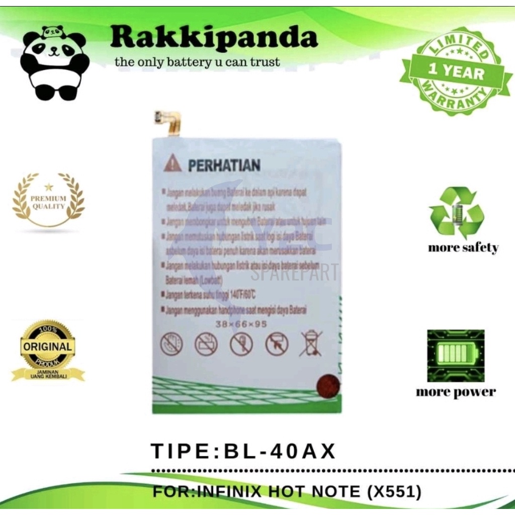 RAKKIPANDA BL-40AX INFINIX HOT NOTE / X551 BATERAI BATRE BATERE BATRAI BATREI DOUBLE POWER