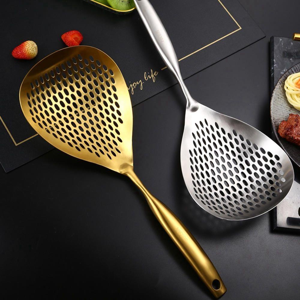 【 ELEGANT 】 Skimmer Slotted Ladle Fat Oil Skim French Fries Alat Dapur Saringan Minyak Mie Saringan Sendok Masak