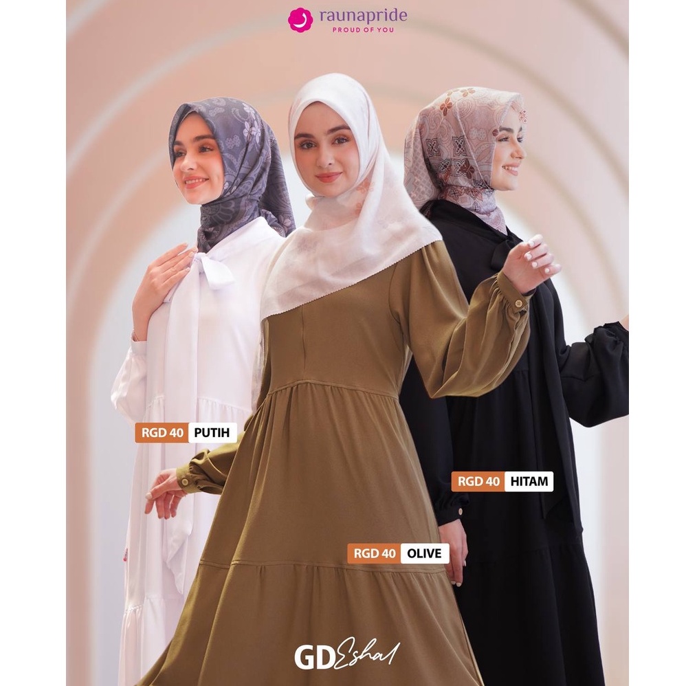 Gamis rauna rgd 40 / dress wanita / baju perempuan / baju muslim / gamis hitam putih / baju manasik 
