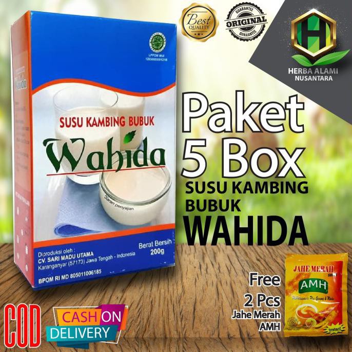 

[[BISA COD]] PAKET 5 BOX | SUSU KAMBING BUBUK WAHIDA | SUSU KAMBING WAHIDA | 200gr TERJAMIN Kode 458