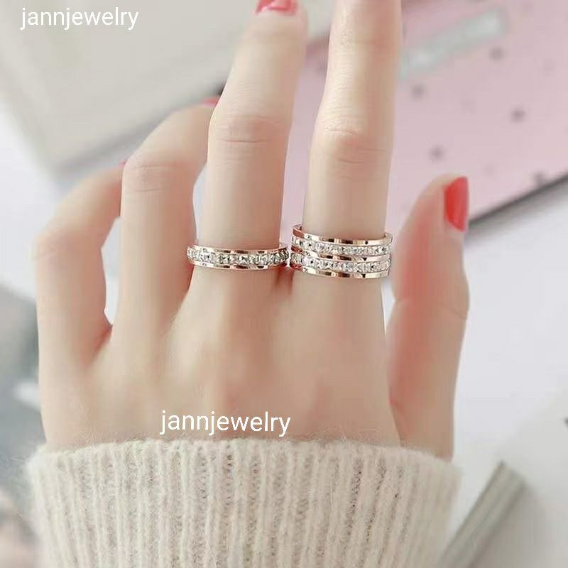 Cincin titanium asli couple full stone anti karat&amp;alergi