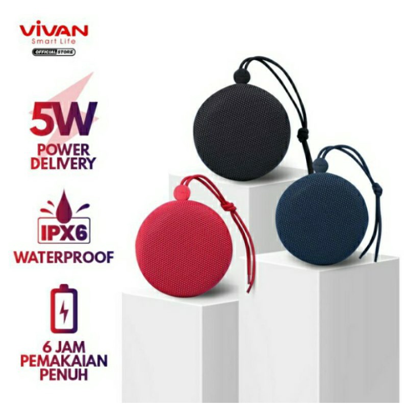 Speaker Fabric Bluetooth Speaker TWS Vivan VS2 Waterproof IPX6 Original
