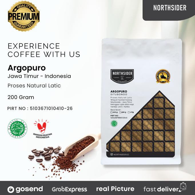 

[ COD ] BIJI KOPI ARABIKA ARGOPURO NATURAL LATIC - 200GR NORTHSIDER COFFEE PRODUK TERBATAS Kode 95