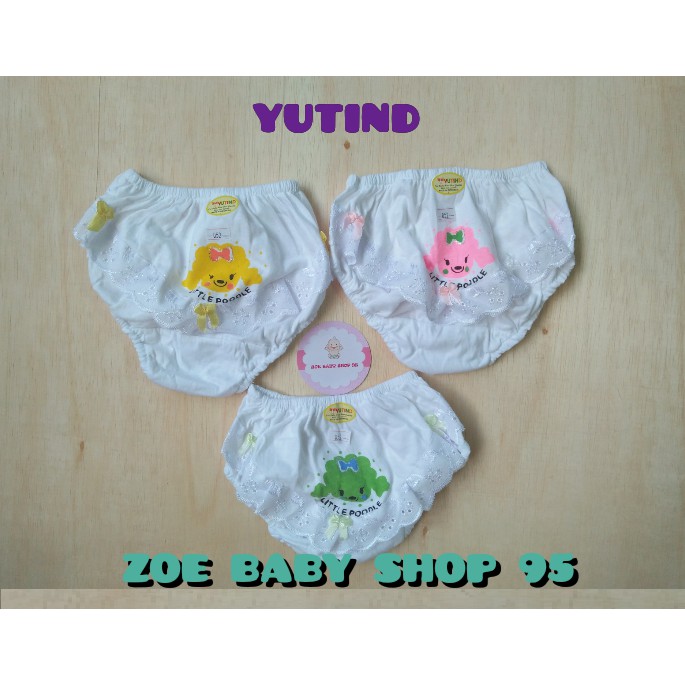 CD YUTIND KIDS 052 RENDA 3 PCS | Celana dalam anak renda dasar putih