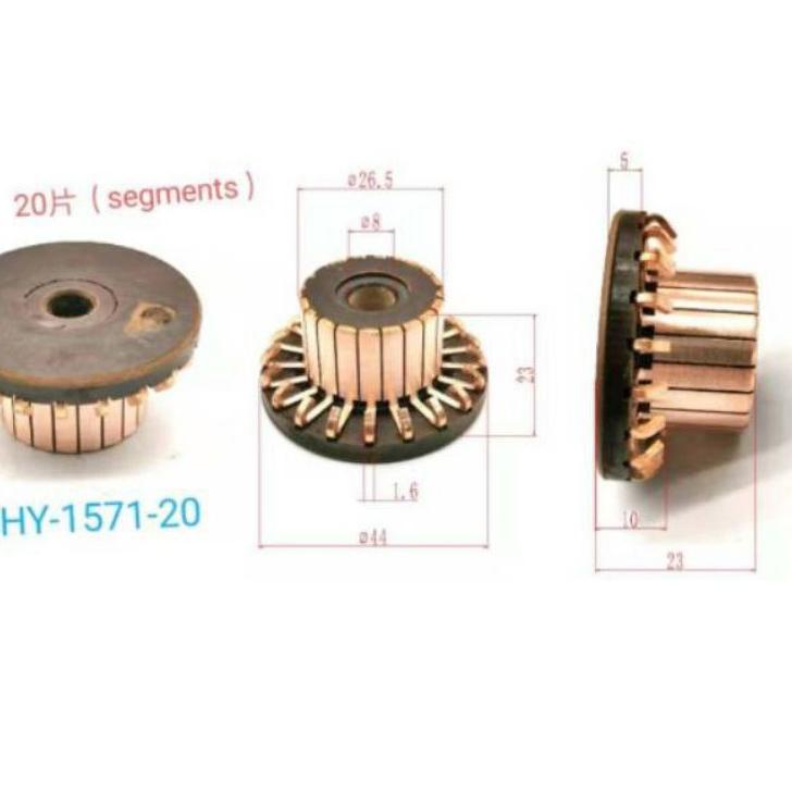 Stock New Komutator Commutator Kolektor 20 Lamel As 8 (ID 8 mm) untuk Extrafan Denso