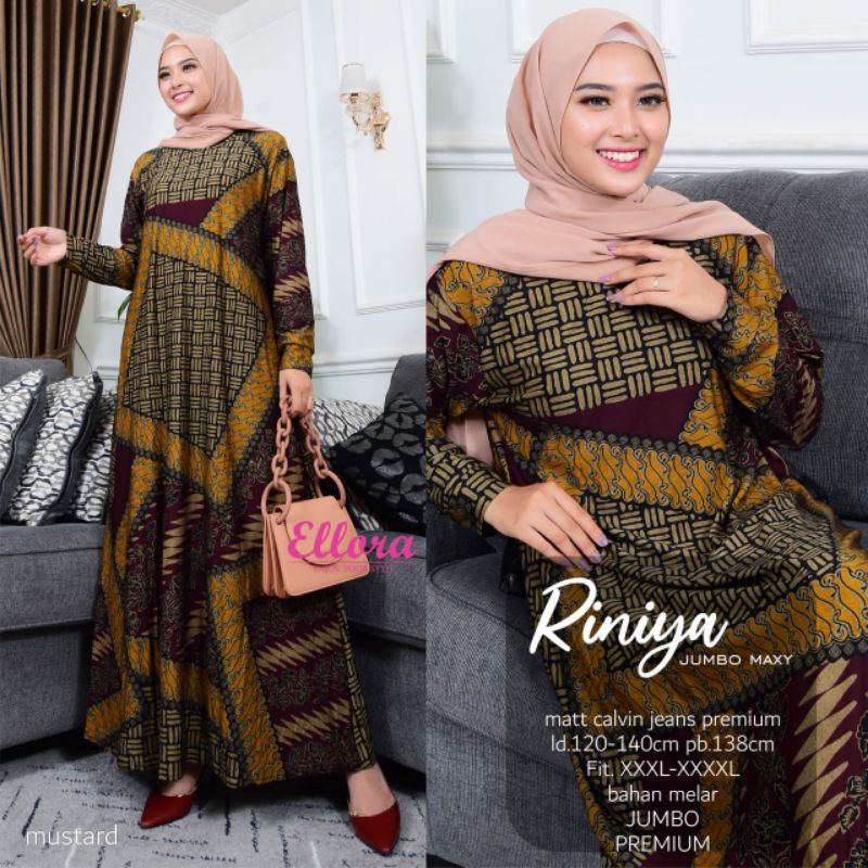 GAMIS RINIYA JUMBO XXL - XXXL LD FIT TO 110 - 130 CALVIN JEANS ETNIK - ELLORA