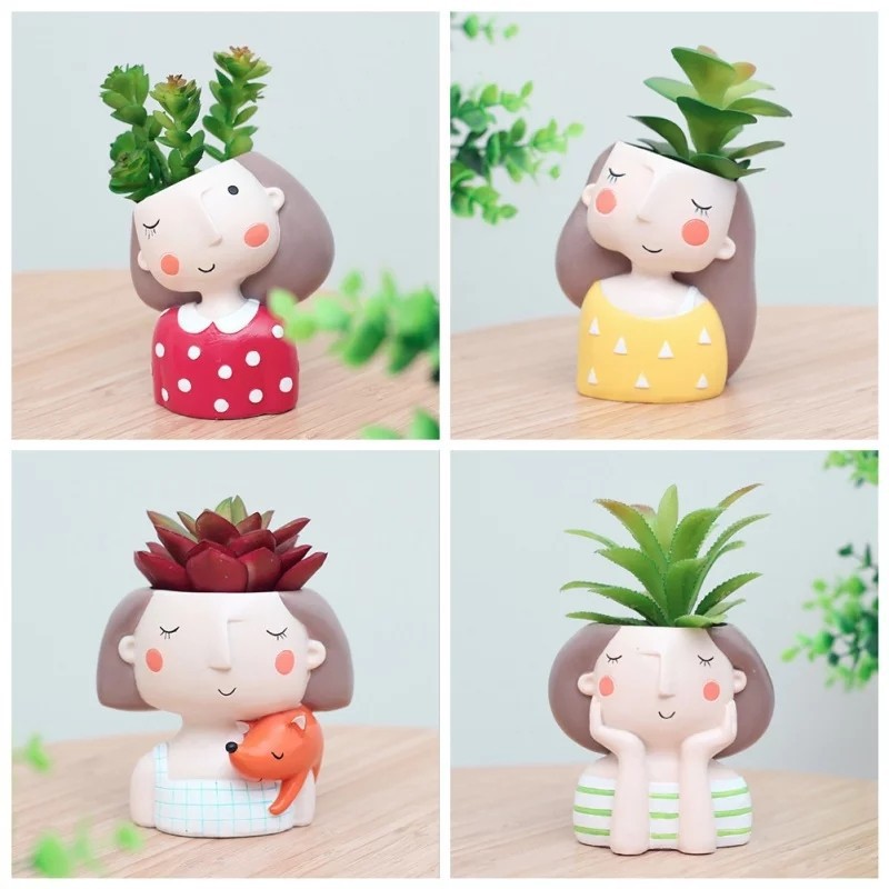 Triple W Pot Mini Succulent Planter Cute Girl Tanaman Bunga Kaktus Sukulen Bonsai Dekorasi