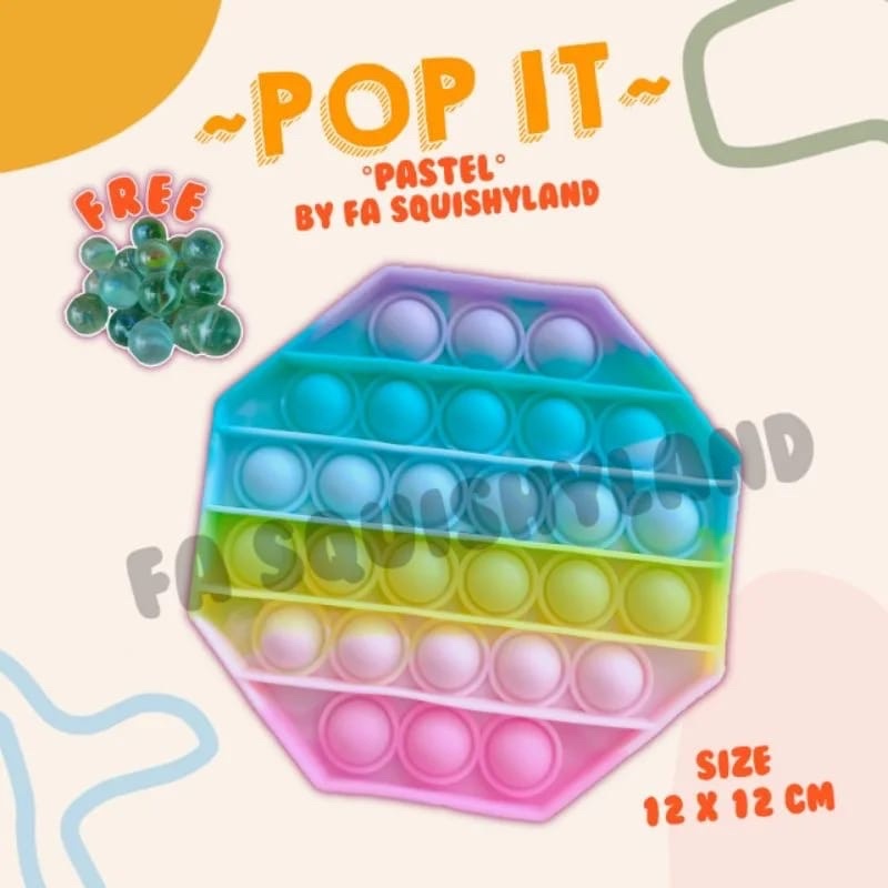 (FREE KELERENG) JUMBO MAINAN POP IT RAINBOW UNICORN-Segi 8pstel