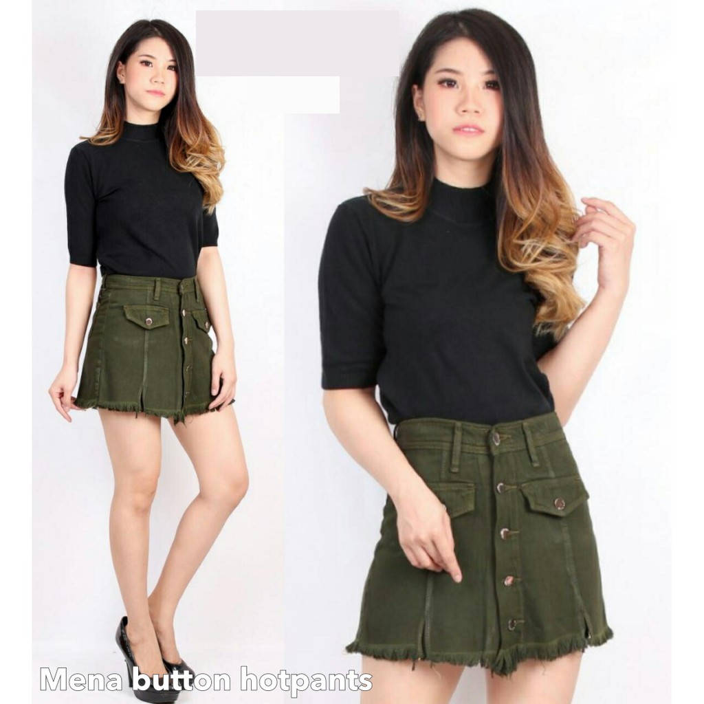 Mena button hotpants -Thejanclothes