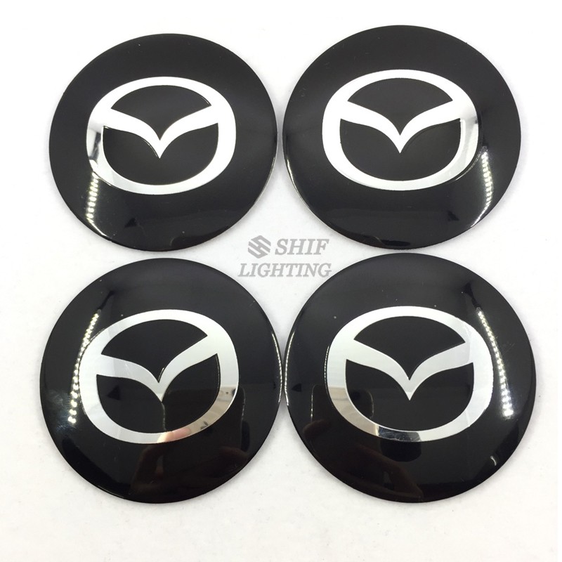 4 X 56mm MAZDA Logo Wheel Hub Center Caps Covers Emblem Badge Sticker Decal