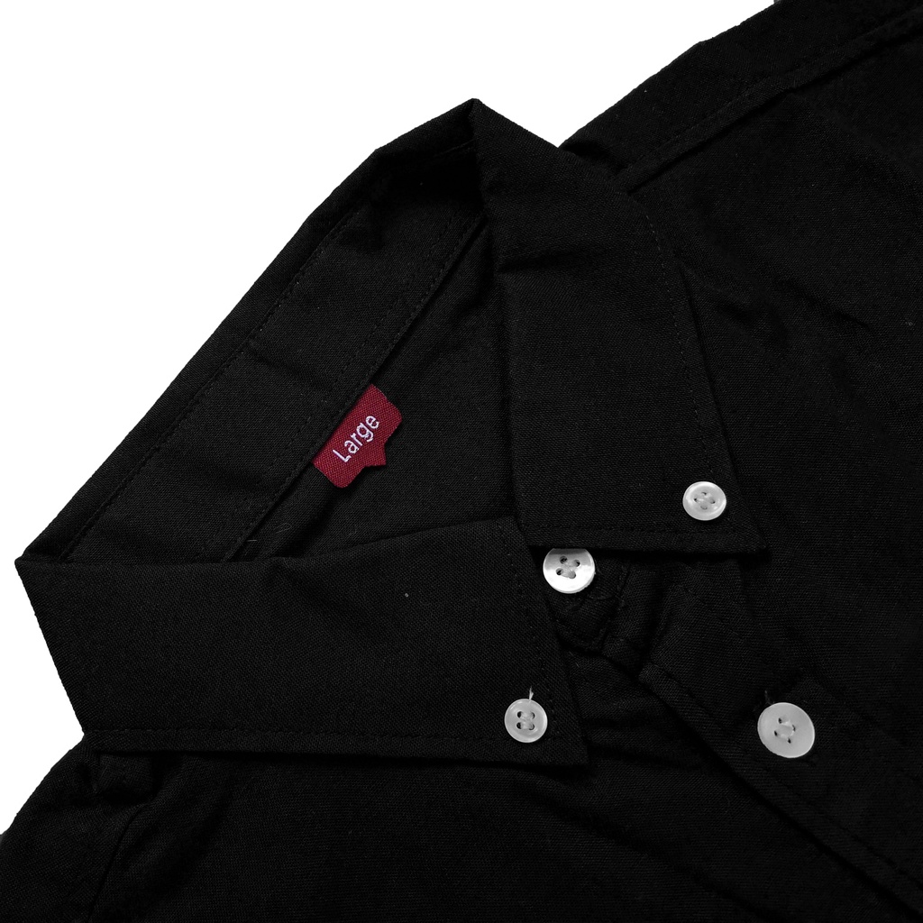 KEMEJA PRIA LENGAN PANJANG POLOS WARNA HITAM BAHAN OXFORD UKURAN S-XL ORGINAL