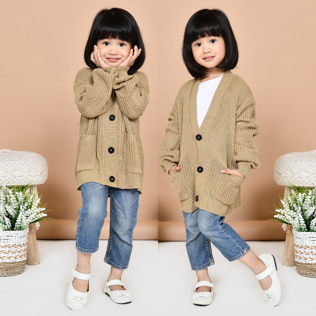 LOCY Sweater Cardigan Rajut Anak Usia 2-10 Tahun Rajut Halus Premium / Cardigan Rajut Anak Perempuan