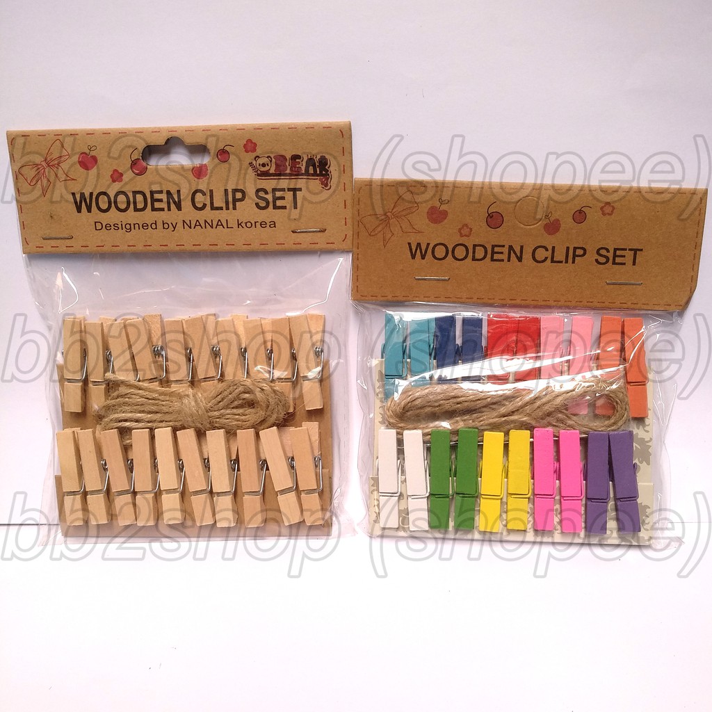 Wooden Clip Jepitan Kayu Penjepit Polos Natural Jepit Klip Warna Jemuran Foto Shopee Indonesia