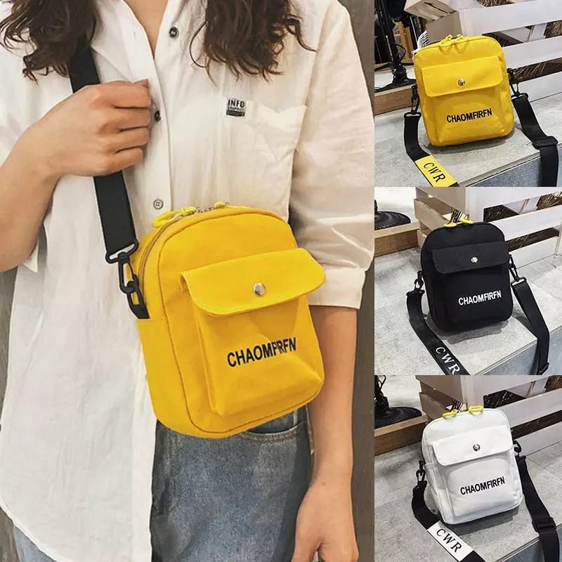 Twenty Bag - Tas Selempang Anak Wanita Dan Pria Terbaru 2021 Kekinian Motif Carakter CHAOMFIRFN KOTAK Korean Style Murah Bahan Canvas Tebal