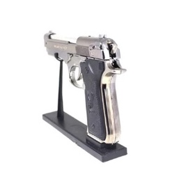 Korek Api Bara Model Pistol Baretta Silver Plus stand pajangan